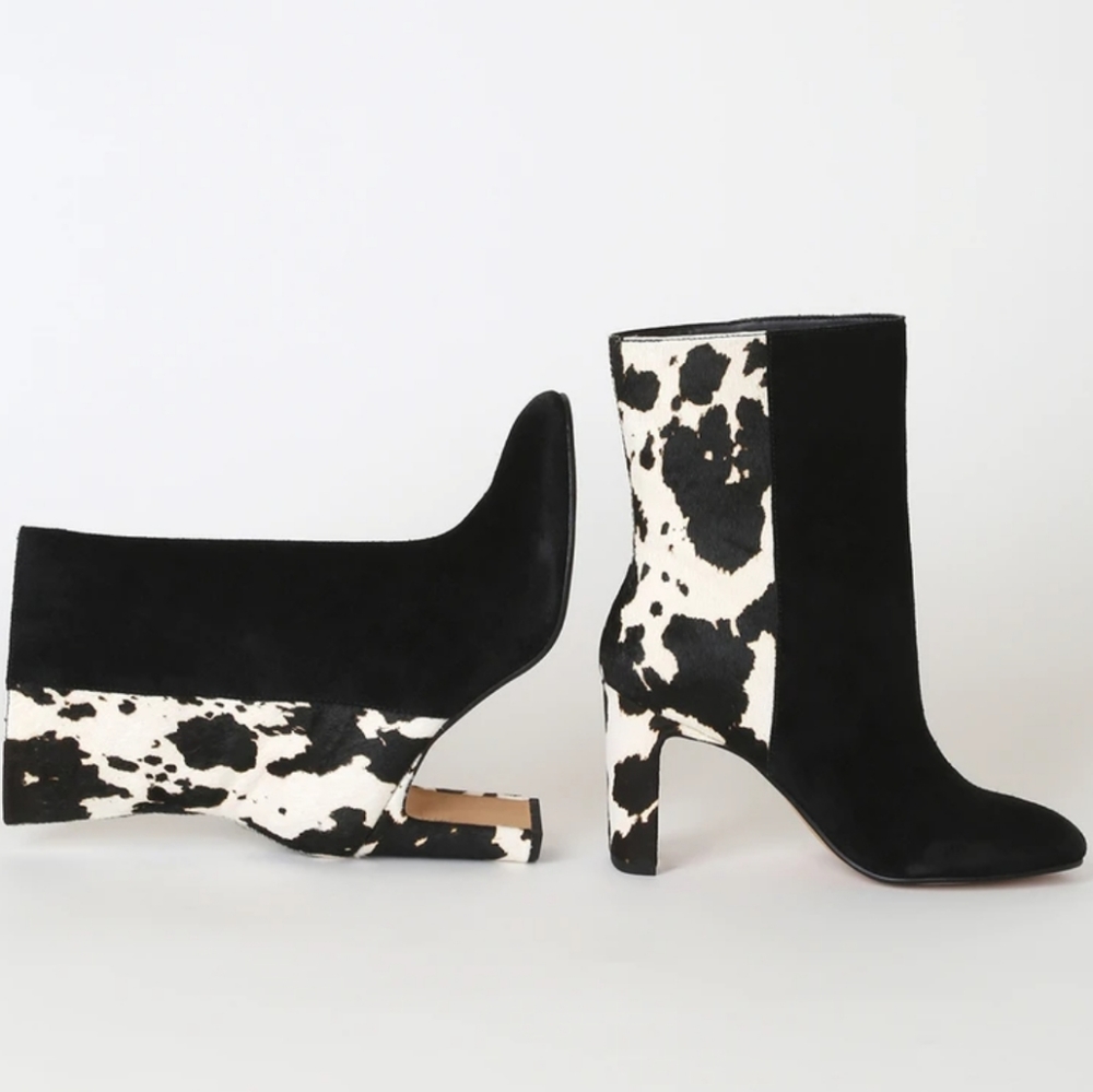 Dolce Vita Black Multi Suede Mid-Calf Boots! Genuine suede and dyed cow hair
